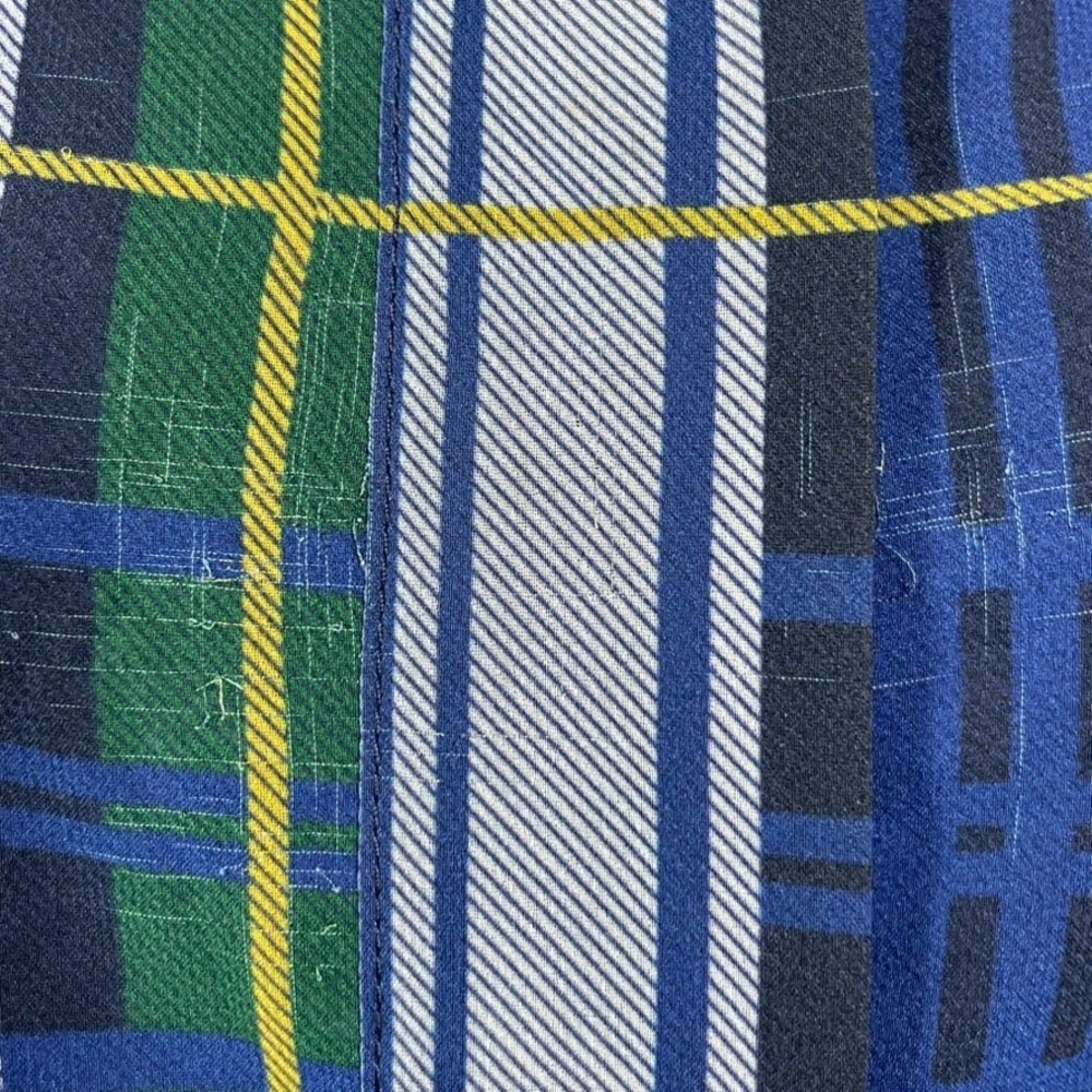 Gretchen Scott Shirt Dress L Blue Green Dark Academia Modest Plaid Belted Pocket - Picture 2 of 12